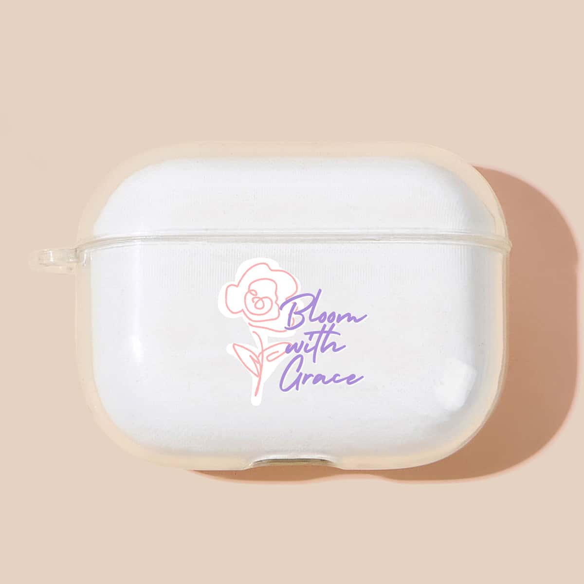 

1pc Flower Print  Case, Clear