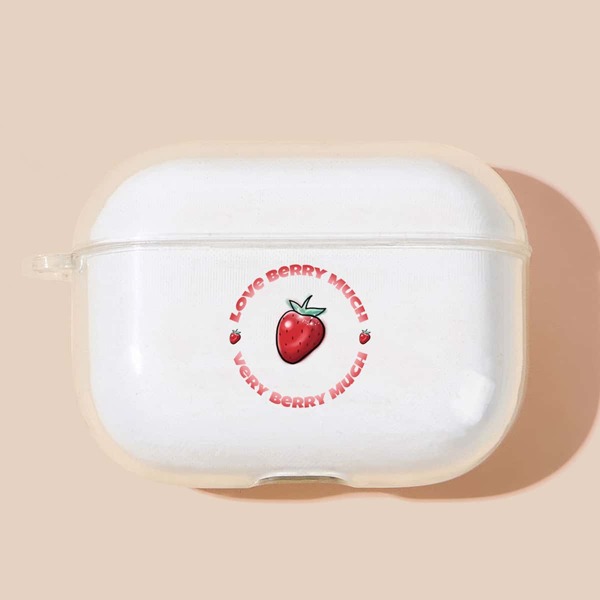 

1pc Strawberry Print  Case, Clear