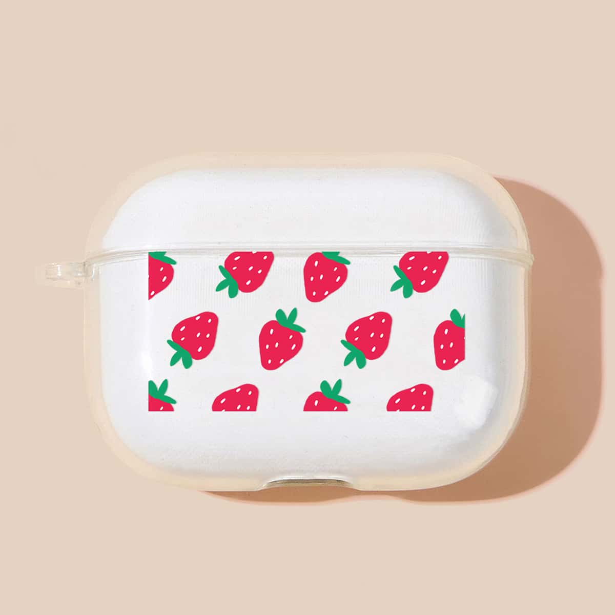 

1pc Strawberry Print  Case, Clear