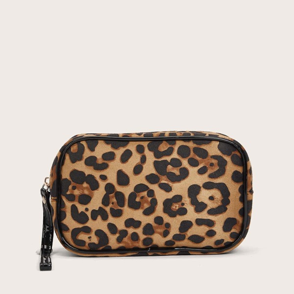 

1pc Leopard Print Makeup Bag, Multicolor