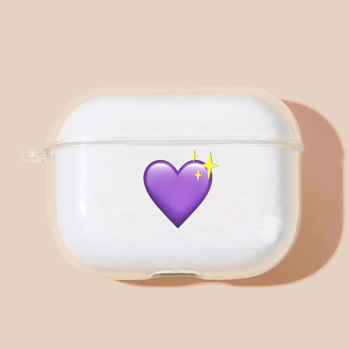 

1pc Heart Print  Case, Clear