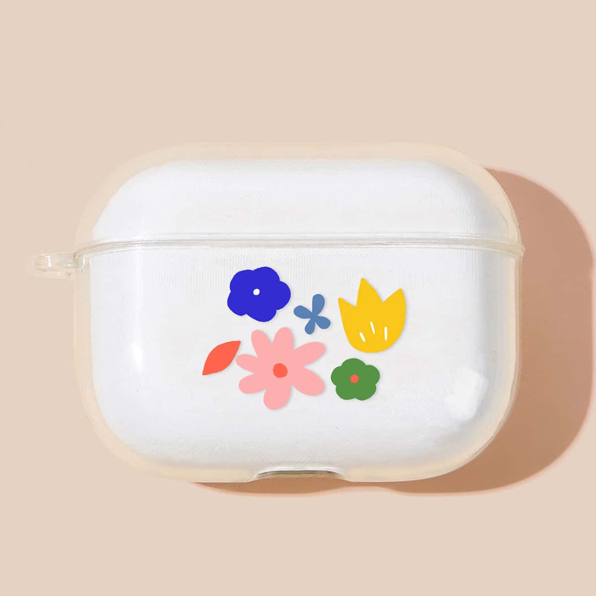 

1pc Flower Print  Case, Clear