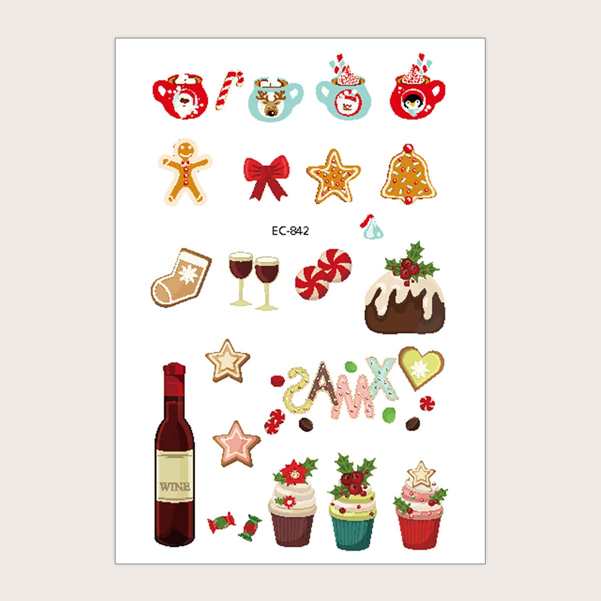 

1pc Christmas Pattern Tattoo Sticker, Multicolor