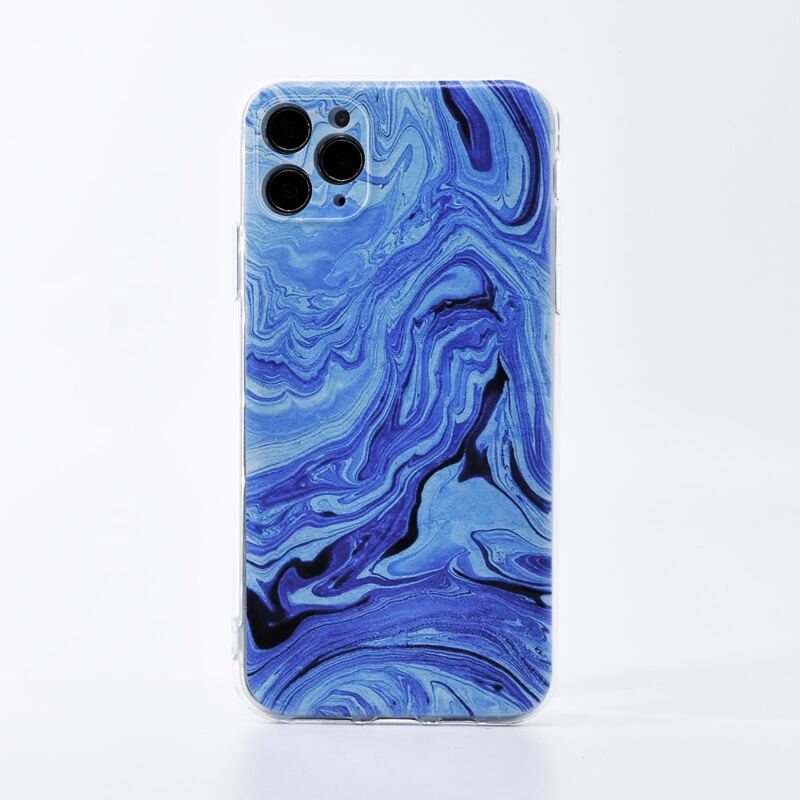 

1pc Marble Print iPhone Case, Blue