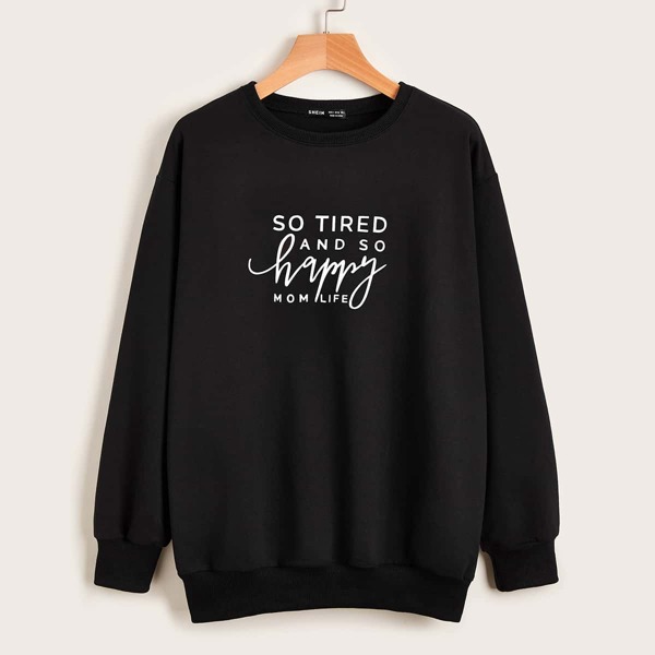 

Mom Life Graphic Drop Shoulder Sweatshirt, Black