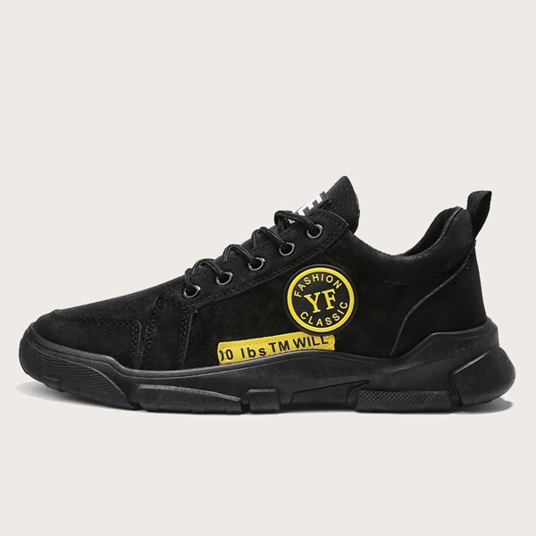 

Men Lace-up Front Wide Fit Sneakers, Black