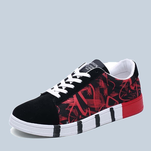 

Men Lace-up Front Canvas Shoes, Red