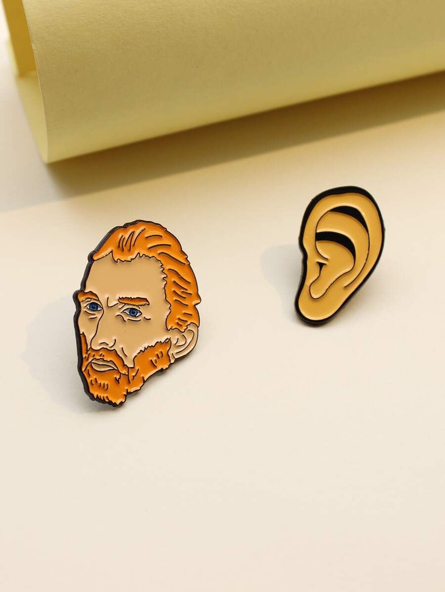 2入組人像設計胸針 - 彩色 - 查看 1