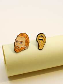 2入組人像設計胸針 - 彩色 - 查看 5