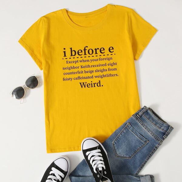 

Slogan Graphic Short Sleeve Tee, Mustard yellow