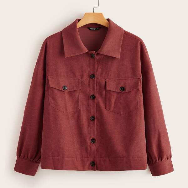 

Plus Flap Pocket Suede Jacket, Redwood