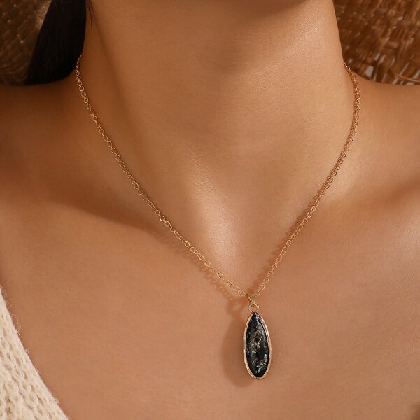 

Water Drop Charm Necklace, Gold