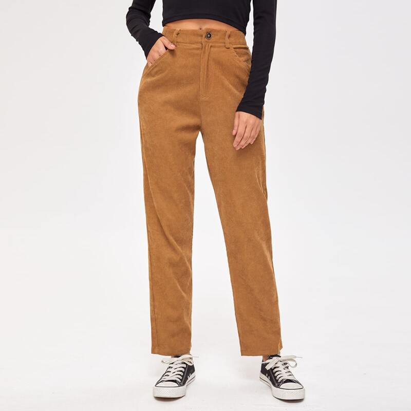 

Button Fly Corduroy Pants, Brown
