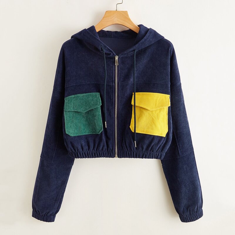 

Zip Hooded Corduroy Jacket, Navy blue