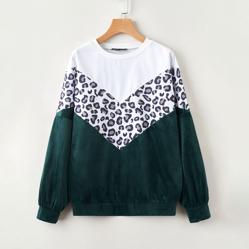 

Graphic Print Colorblock Sweatshirt, Multicolor