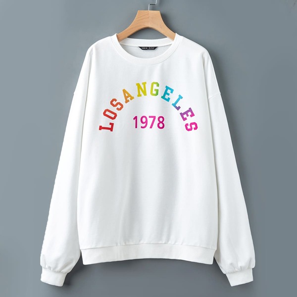 

Letter Graphic Drop Shoulder Sweatshirt, White