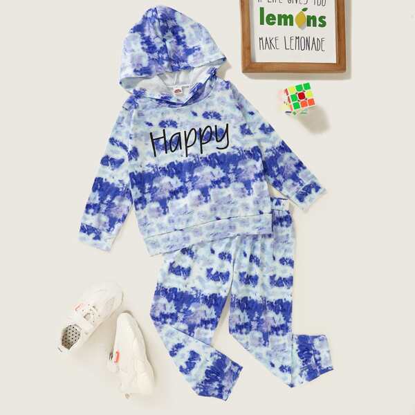 

Toddler Boys Letter Graphic Tie Dye Hoodie & Sweatpants, Multicolor