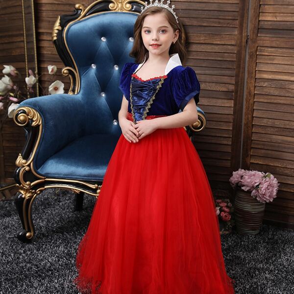 

Girls Tie Back Contrast Sequins Gown Dress, Multicolor