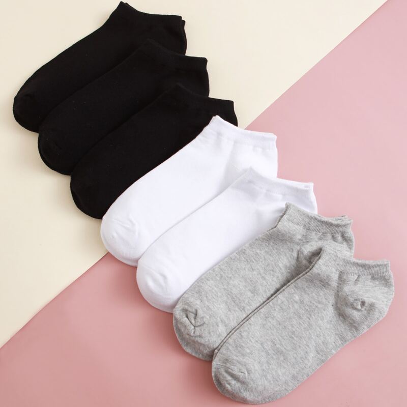 

7pairs Simple Solid Socks, Multicolor