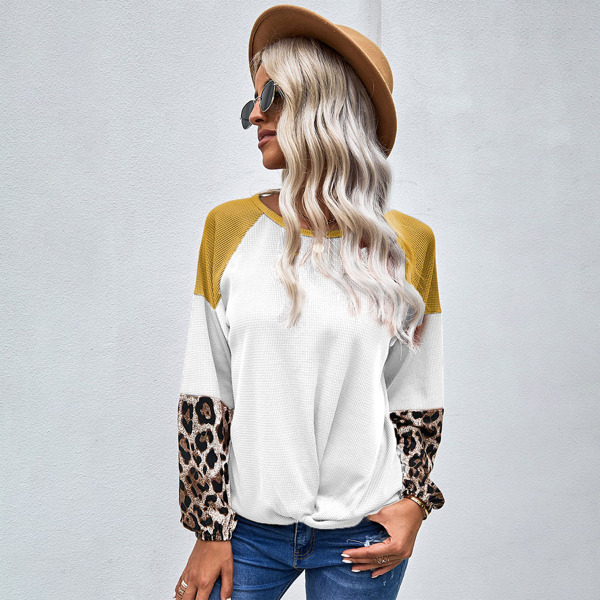 

Leopard & Colorblock Raglan Sleeve Tee, White