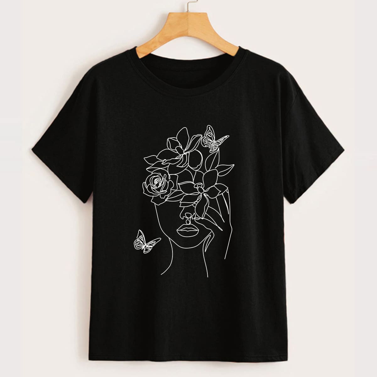 

Butterfly & Figure Graphic Tee, Black