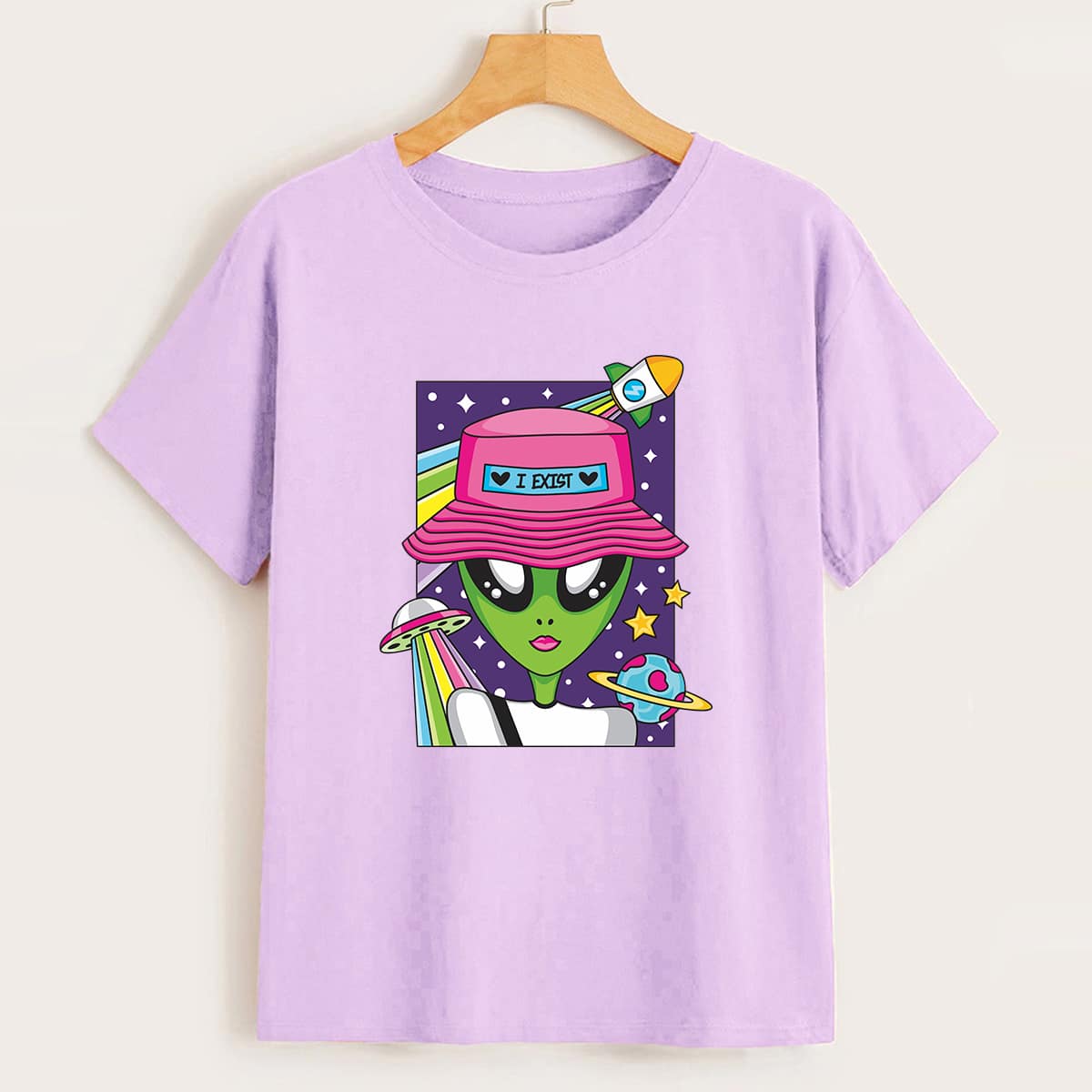 

Alien Graphic Tee, Lilac purple