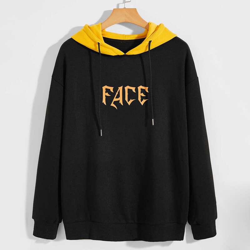 

Guys Letter Graphic Hoodie, Black