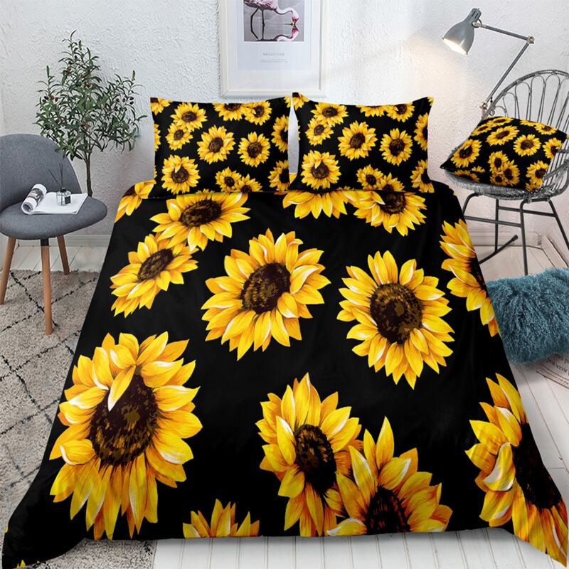 

Sunflower Print Bedding Set Without Filler, Multicolor