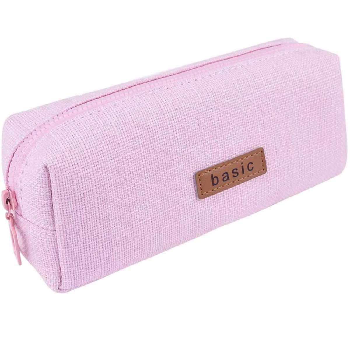 

1pc Minimalist Canvas Pencil Case, Pink