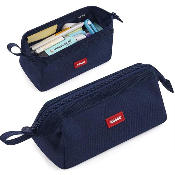 

1pc Large Canvas Pencil Case, Navy blue