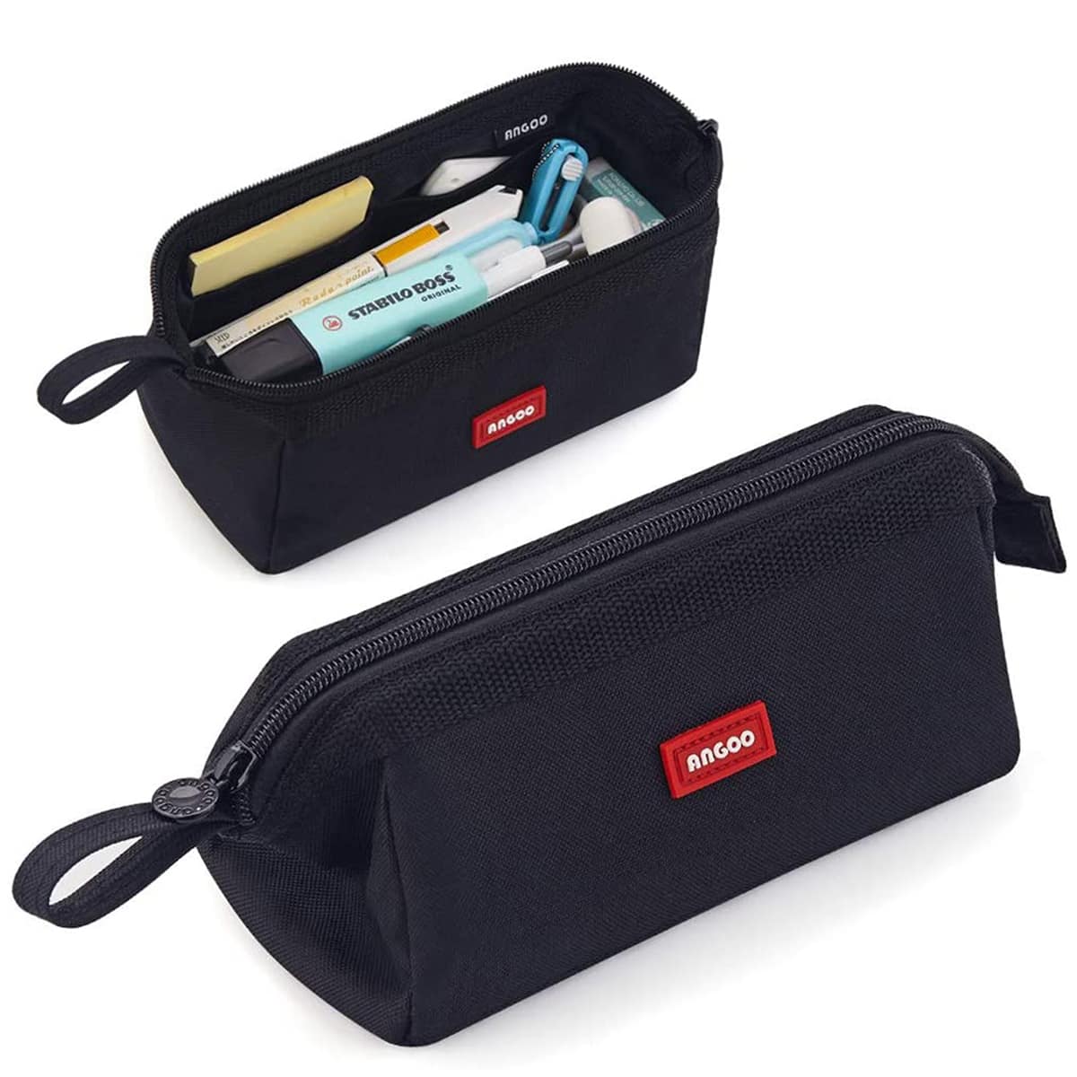 

1pc Large Canvas Pencil Case, Black