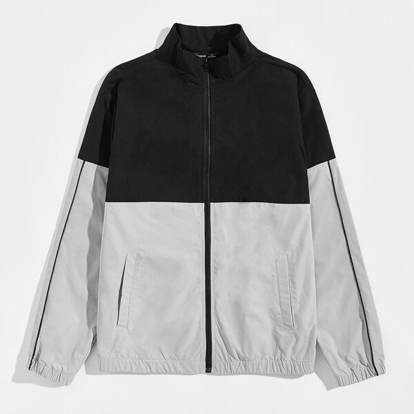

Men Contrast Piping Colorblock Jacket, Multicolor