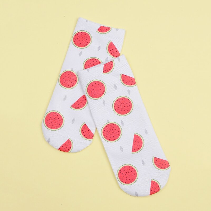 

1pair Watermelon Socks, Red and white