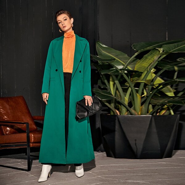 

Double Button Longline Trench Coat, Green