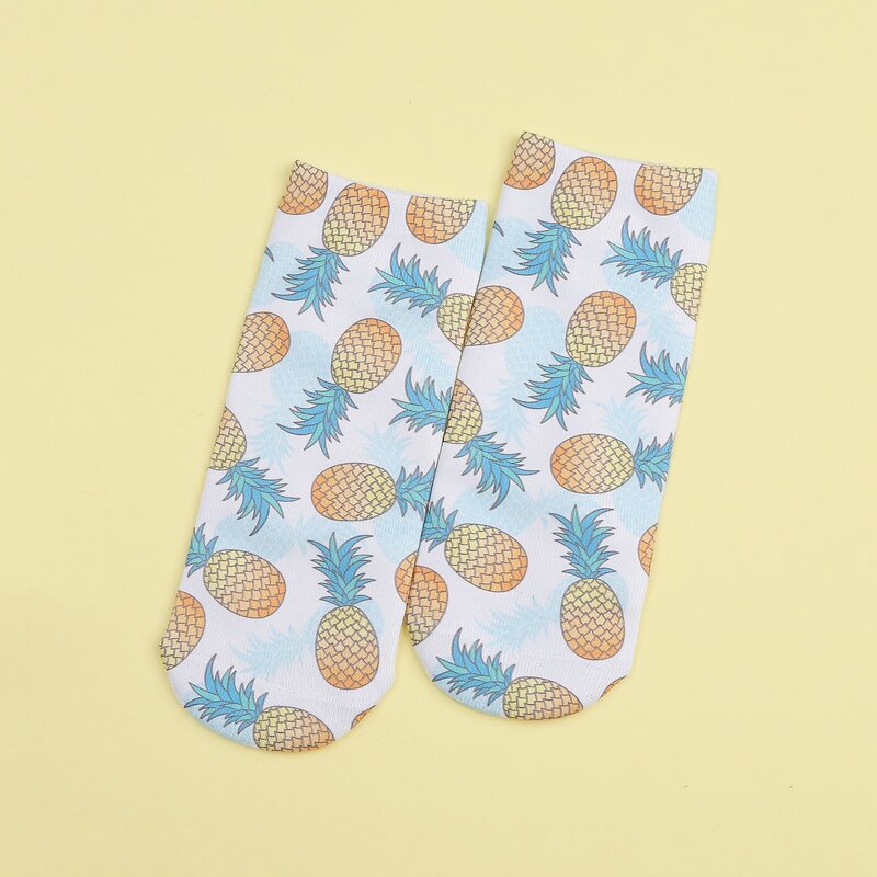 

1pair Pineapple Socks, Multicolor