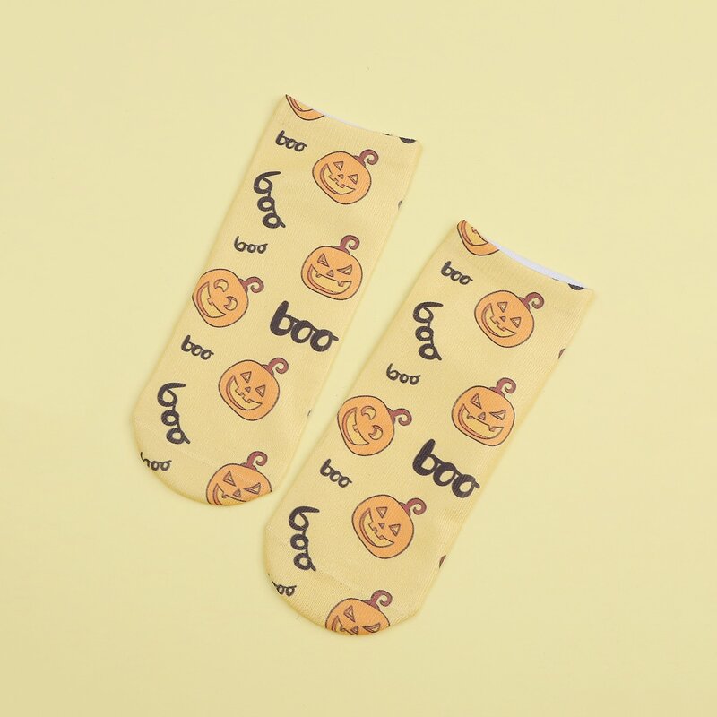 

1pair Cartoon Pumpkin Socks, Yellow