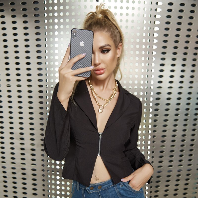 

Zip Up Solid Blazer, Black