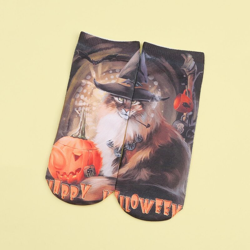 

1pair Halloween Cat Socks, Multicolor