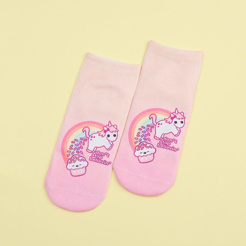 

1pair Cartoon Unicorn Socks, Baby pink