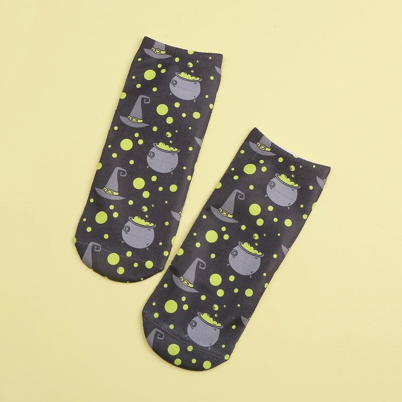 

1pair Halloween Pattern Socks, Black