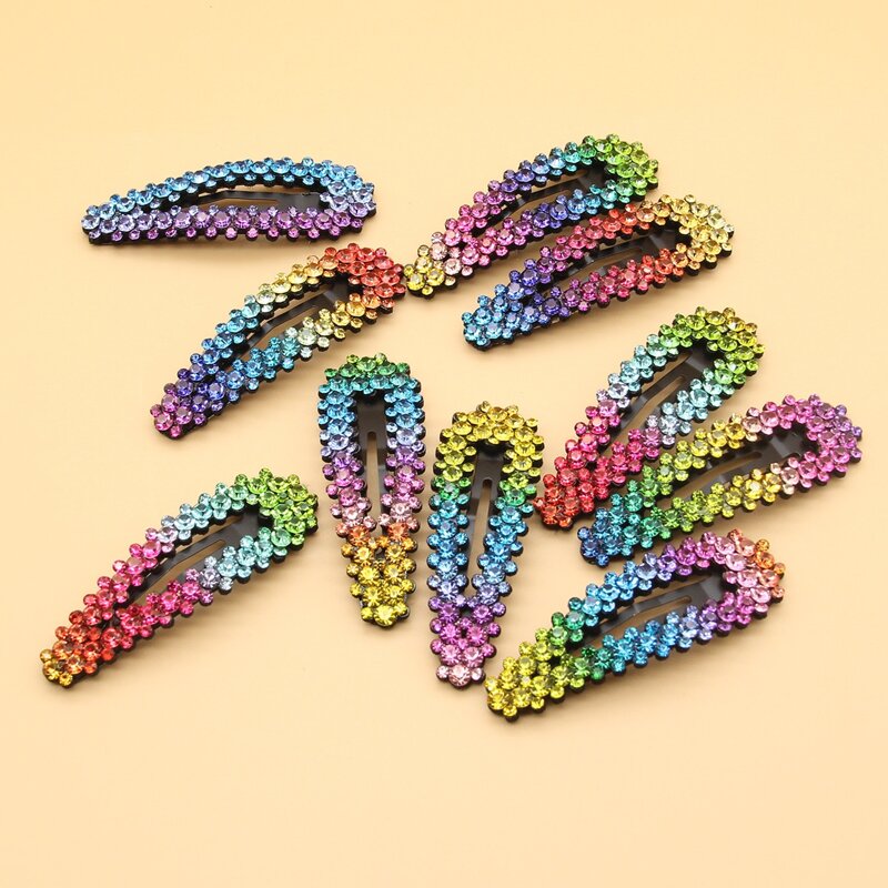 

2pcs Random Ombre Rhinestone Hair Clip, Multicolor