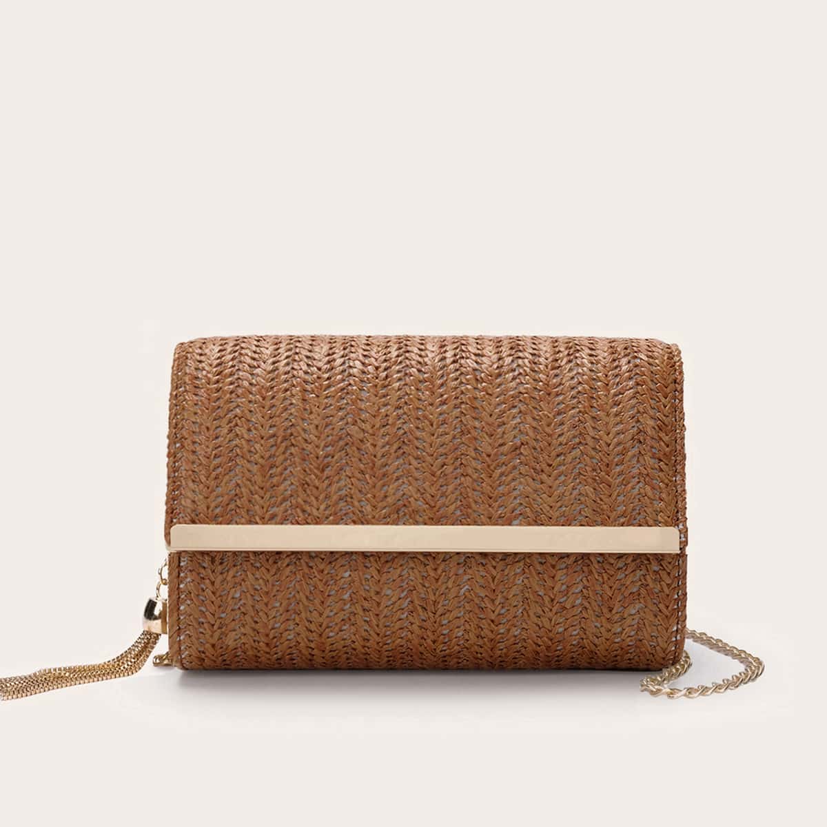 

Tassel Decor Chain Crossbody Bag, Brown
