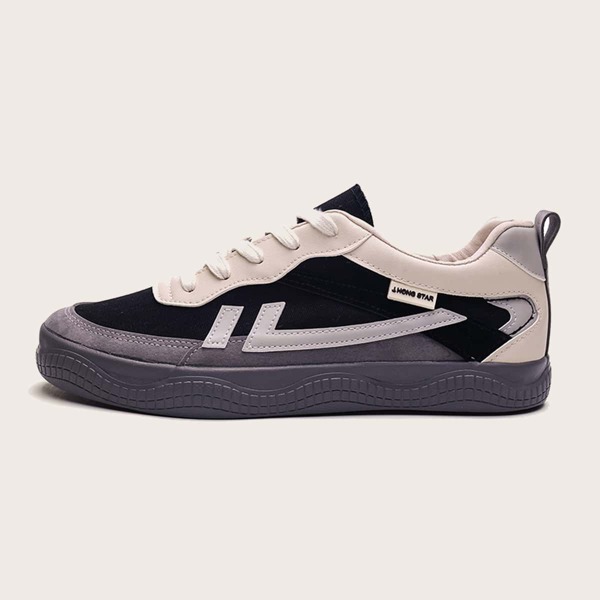 

Men Lace-up Front Colorblock Sneakers, Black