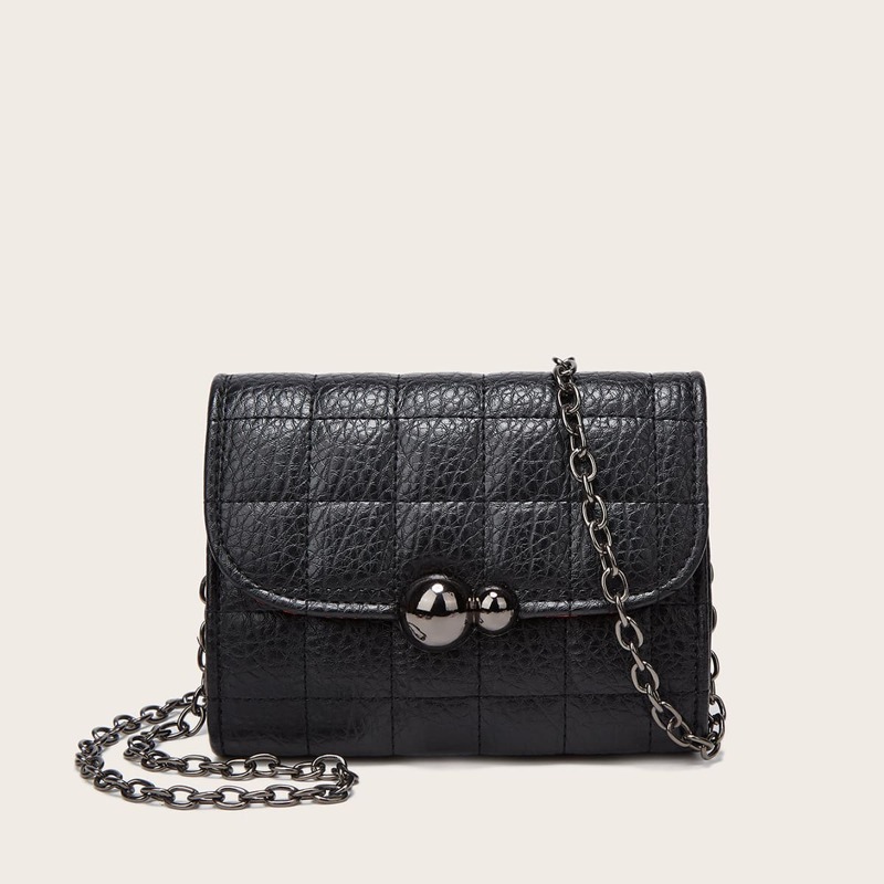 

Metal Decor Chain Crossbody Bag, Black
