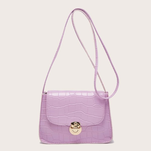 

Crocodile Flap Crossbody Bag, Purple