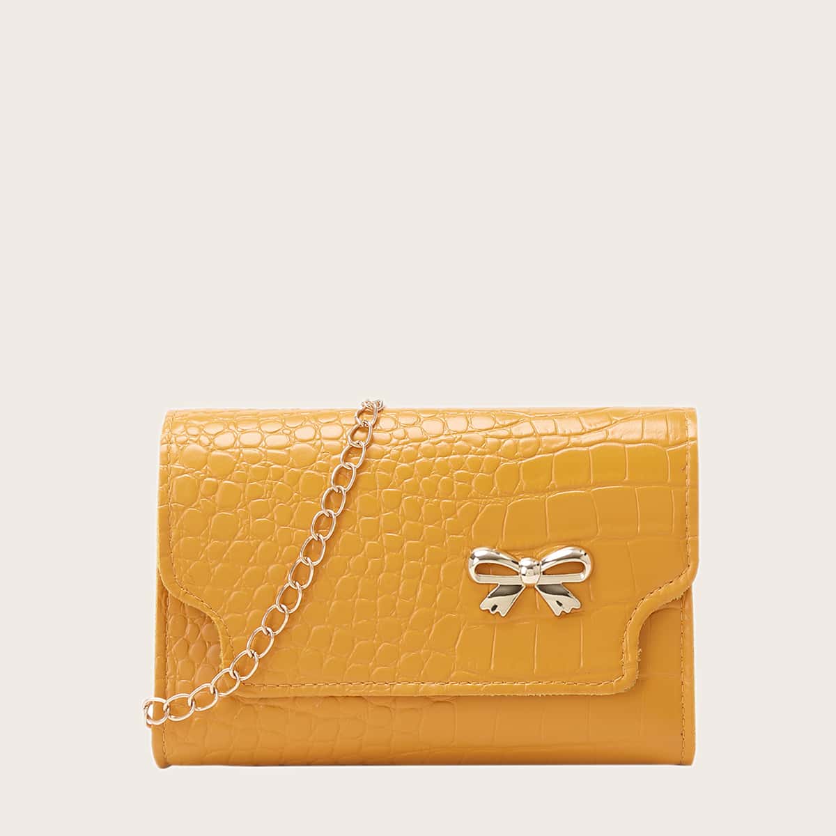 

Crocodile Chain Crossbody Bag, Yellow