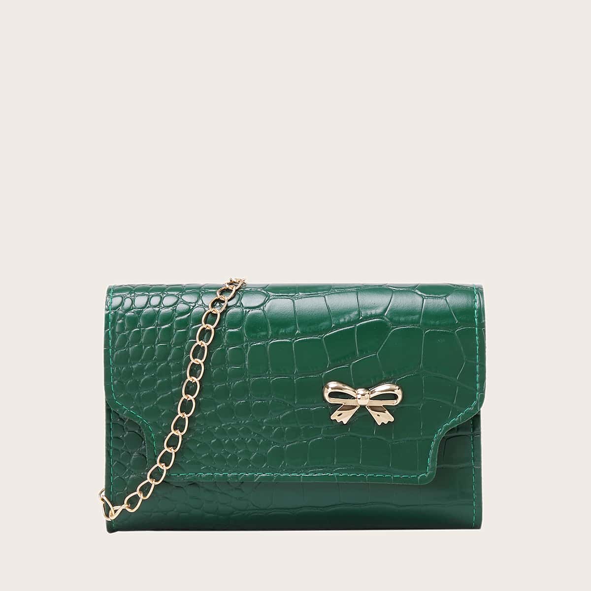 

Crocodile Chain Crossbody Bag, Green