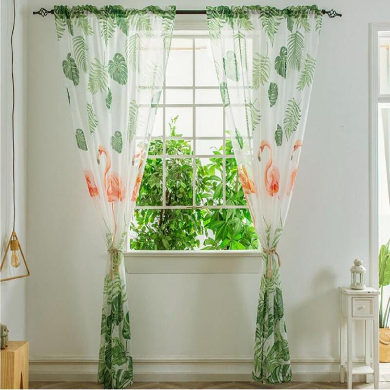 

1pc Flamingo Pattern Mesh Curtain, Multicolor