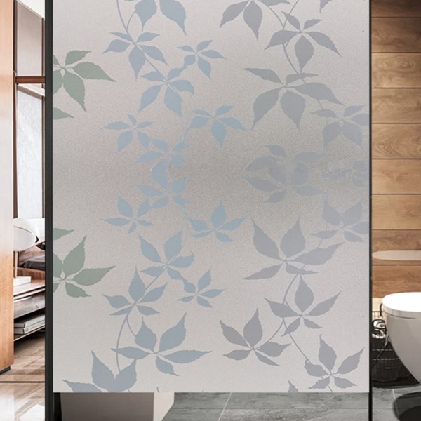

Leaf Print Waterproof Opaque Glass Sticker, Silver