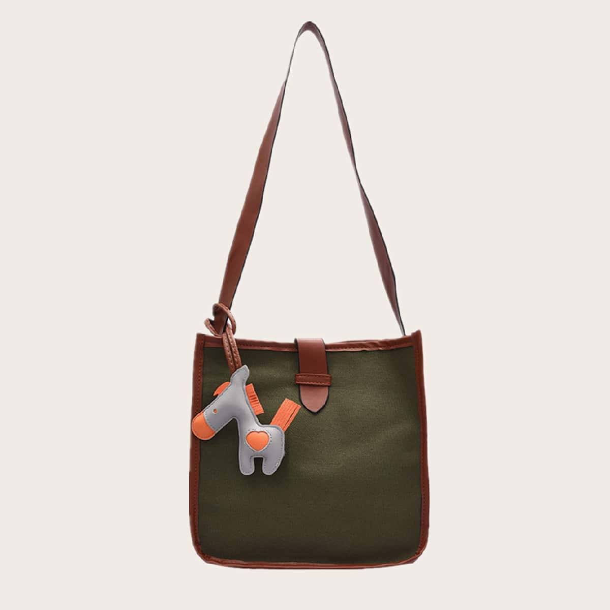 

Canvas Shoulder Bag With Bag Charm, Green